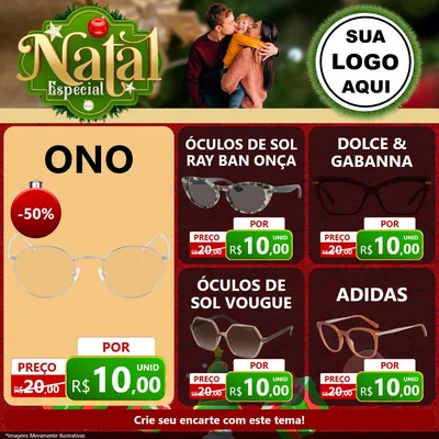 Modelo de Rede Social para Feed Facebook com o tema Natal Especial para Óticas