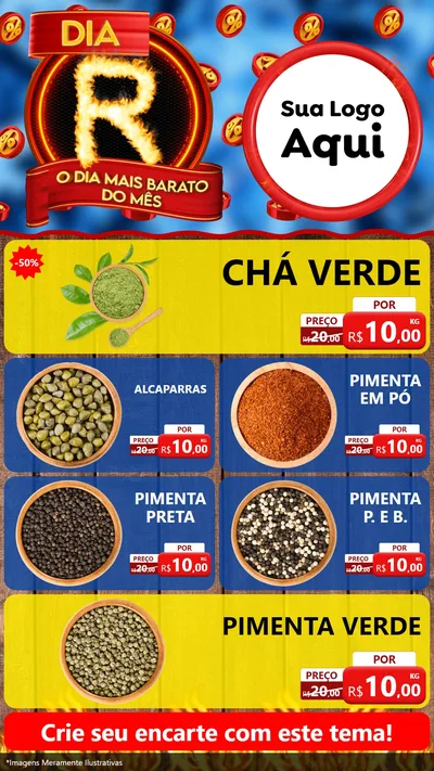 Modelo de TV para TV Vertical com o tema Dia R - O Dia Mais Barato Do Mês para Produtos Naturais
