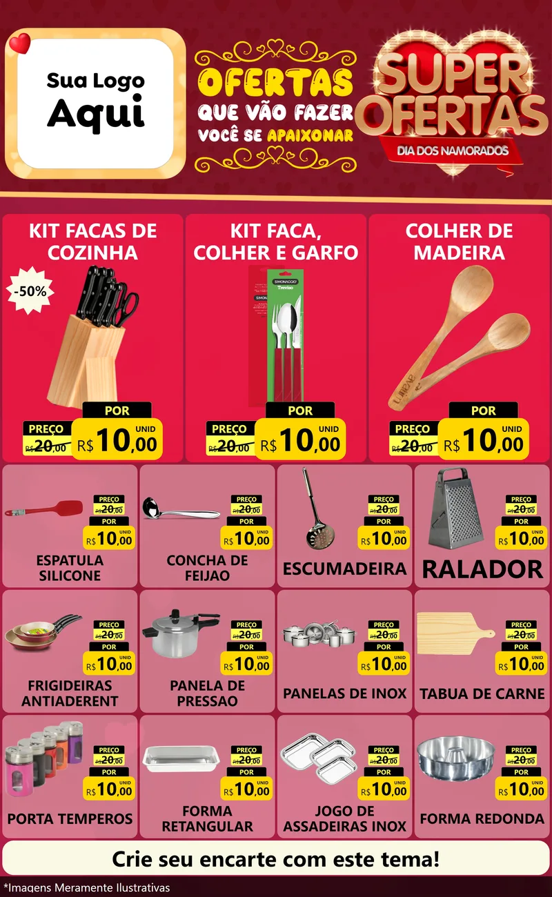 Modelo de Encarte para Encarte Grande com o tema Dia dos Namorados para Utilidades Domésticas