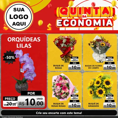 Modelo de Rede Social para Feed Facebook com o tema Quinta da Economia para Floricultura e jardim