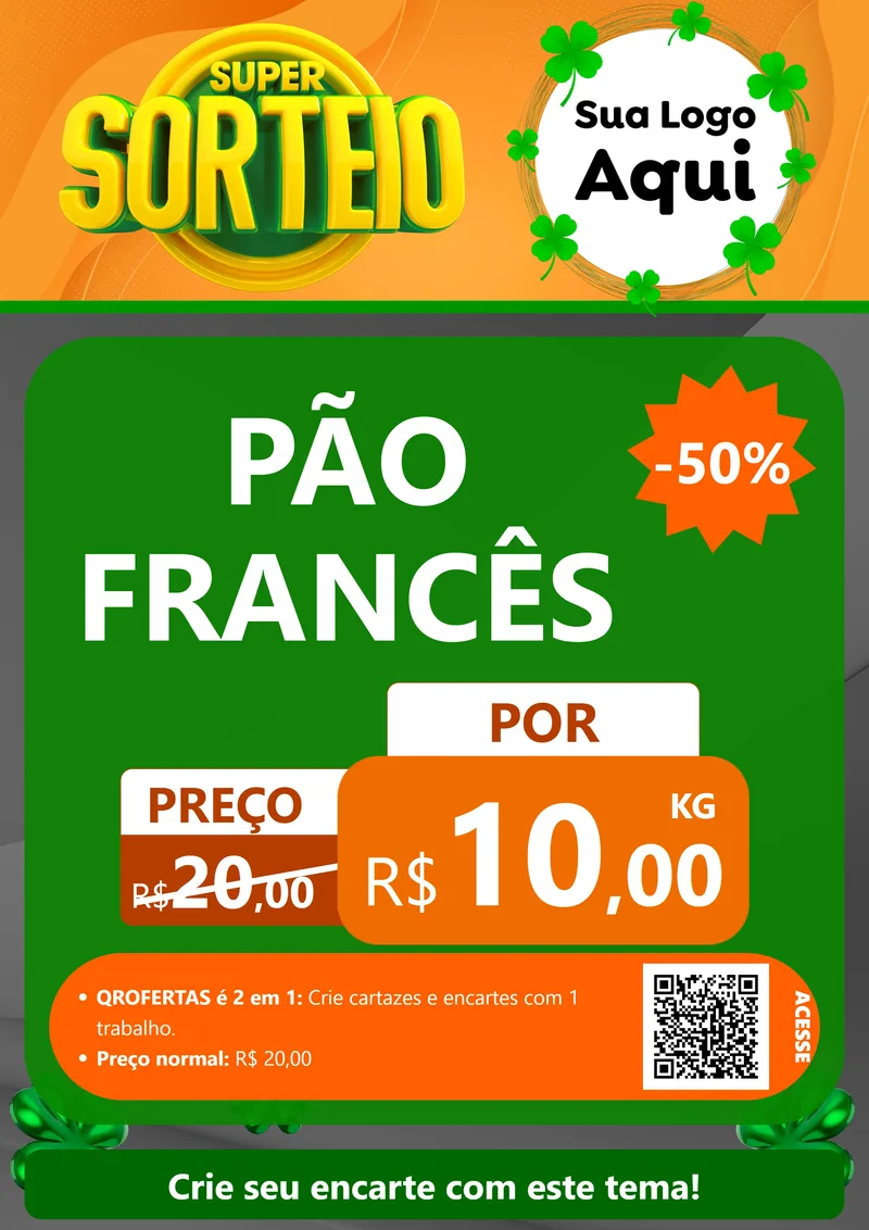 Modelo de Cartaz para Cartaz A4 Vertical com o tema Super Sorteio para Padaria