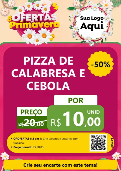 Modelo de Cartaz para Cartaz A4 Vertical com o tema Ofertas de Primavera para Pizzaria