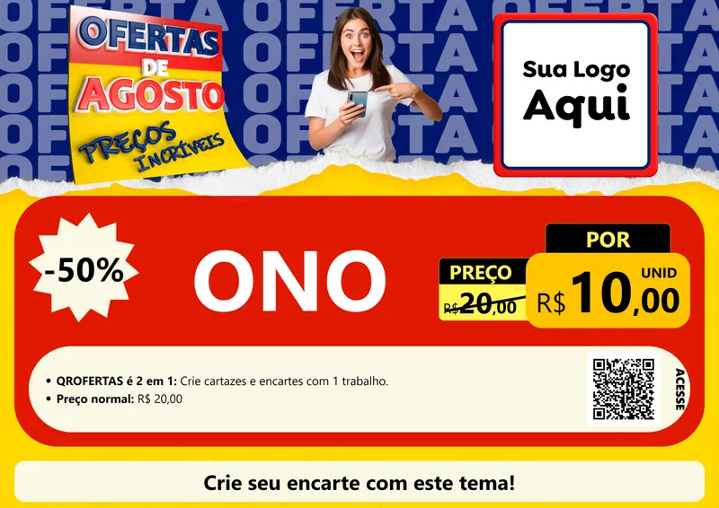 Modelo de Cartaz para Cartaz A4 Horizontal com o tema Ofertas de Agosto - Preços Incríveis para Óticas