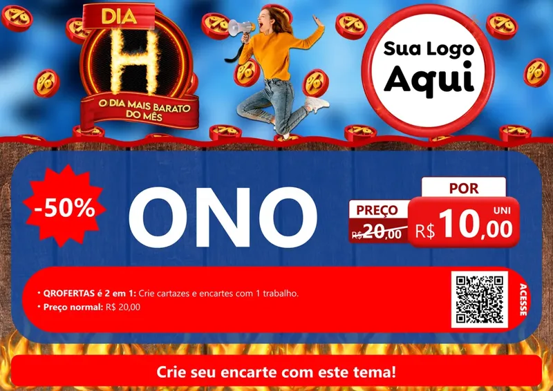 Modelo de Cartaz para Cartaz A4 Horizontal com o tema Dia H - O Dia Mais Barato Do Mês para Óticas
