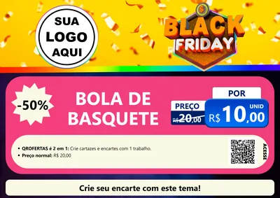 Modelo de Cartaz para Cartaz A4 Horizontal com o tema Black Friday para Artigos Esportivos