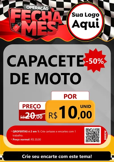 Modelo de Cartaz para Cartaz A4 Vertical com o tema Operação Fecha Mês - Auto Moto para Moto peças