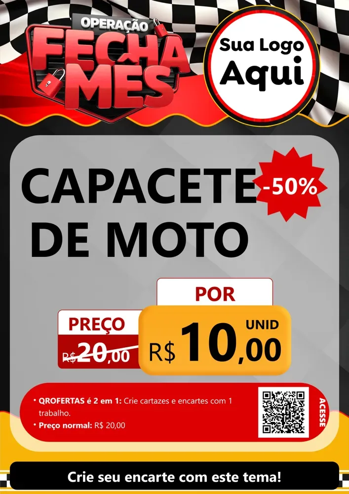 Modelo de Cartaz para Cartaz A4 Vertical com o tema Operação Fecha Mês - Auto Moto para Moto peças