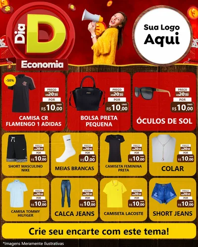 Modelo de Rede Social para Feed Instagram com o tema Dia D Economia para Roupas e acessórios