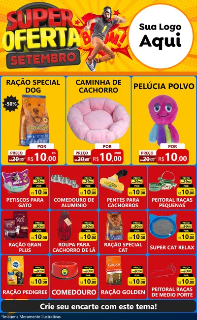 Modelo de Encarte para Encarte Grande com o tema Super Oferta Setembro para Pet Shop