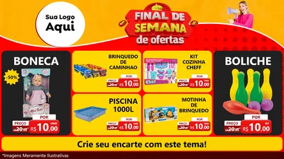 Modelo de TV para TV Horizontal com o tema Final de Semana de Ofertas para Brinquedos
