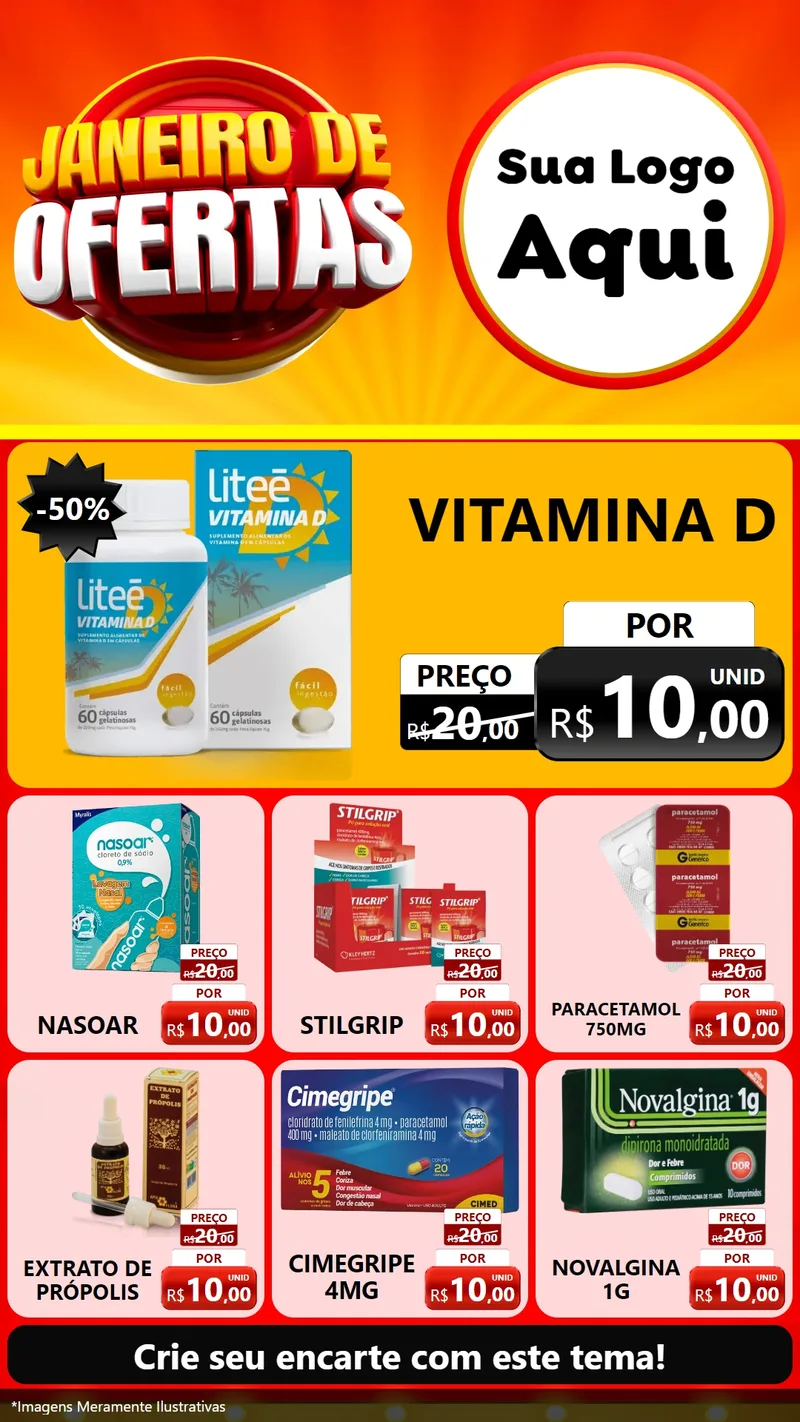 Modelo de Rede Social para Stories com o tema Janeiro de Ofertas para Farmácia