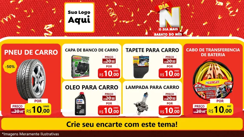Modelo de TV para TV Horizontal com o tema Dia N o Dia Mais Barato do Mês para Auto peças