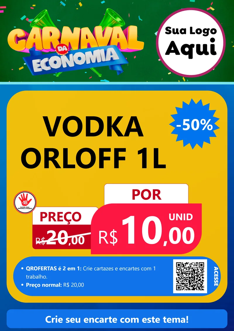 Modelo de Cartaz para Cartaz A4 Vertical com o tema Carnaval da Economia para Distribuidora de bebidas