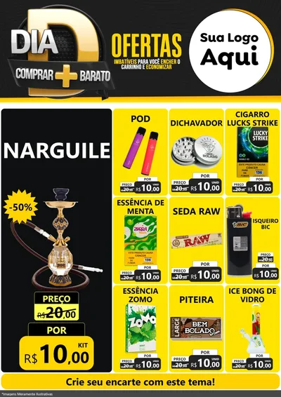 Modelo de Encarte para Encarte A4 Vertical com o tema Dia D Mais Economia para Tabacaria