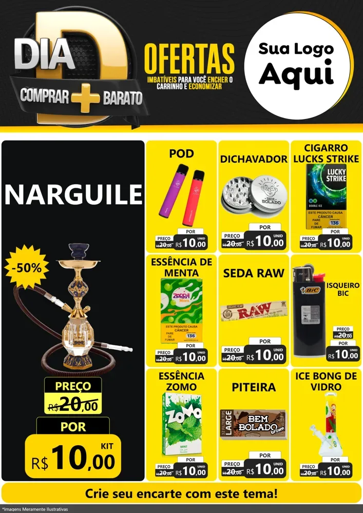 Modelo de Encarte para Encarte A4 Vertical com o tema Dia D Mais Economia para Tabacaria