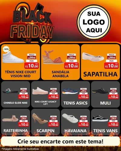 Modelo de Rede Social para Feed Instagram com o tema Black Friday para Calçados