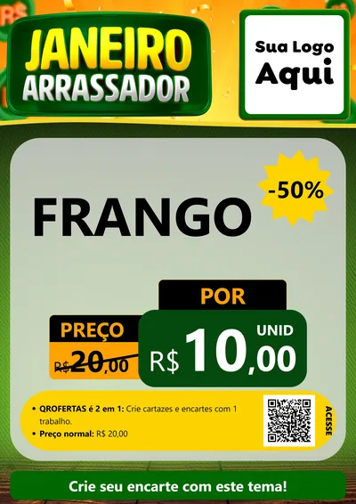 Modelo de Cartaz para Cartaz A4 Vertical com o tema Janeiro Arrasador para Assados