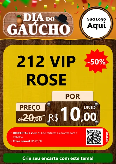 Modelo de Cartaz para Cartaz A4 Vertical com o tema Dia do Gaúcho para Perfumes