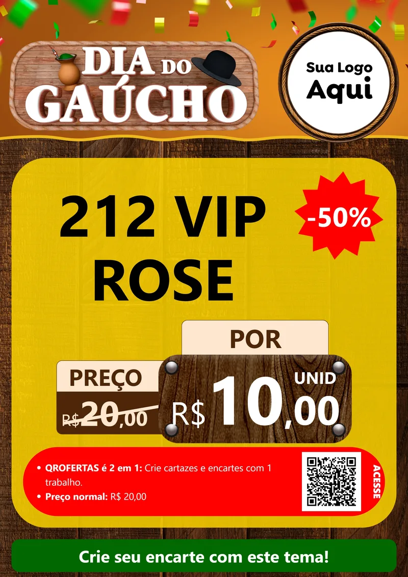 Modelo de Cartaz para Cartaz A4 Vertical com o tema Dia do Gaúcho para Perfumes