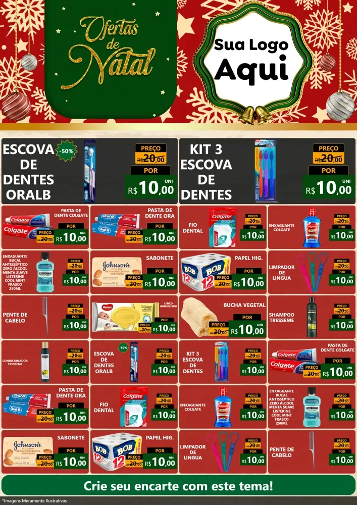 Modelo de Encarte para Encarte A4 Vertical com o tema Natal de Ofertas para Higiene Pessoal