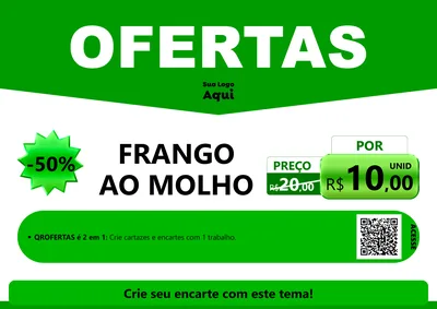 Modelo de Cartaz para Cartaz A4 Horizontal com o tema Ofertas Verde Cartaz para Restaurante