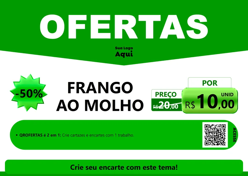 Modelo de Cartaz para Cartaz A4 Horizontal com o tema Ofertas Verde Cartaz para Restaurante
