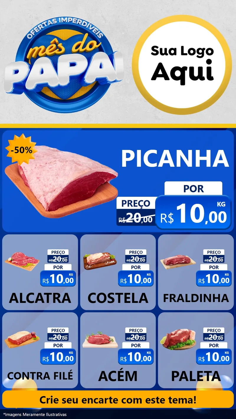 Modelo de Rede Social para Stories com o tema Ofertas Imperdíveis Mês Do Papai para Açougue