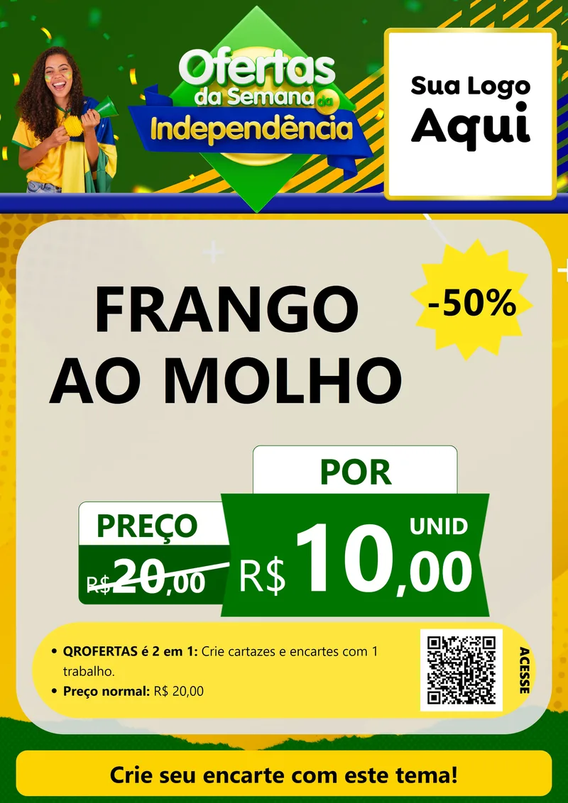 Modelo de Cartaz para Cartaz A4 Vertical com o tema Ofertas da Semana da Independência para Restaurante