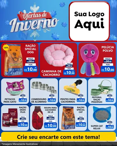 Modelo de Rede Social para Feed Instagram com o tema Ofertas de Inverno para Pet Shop