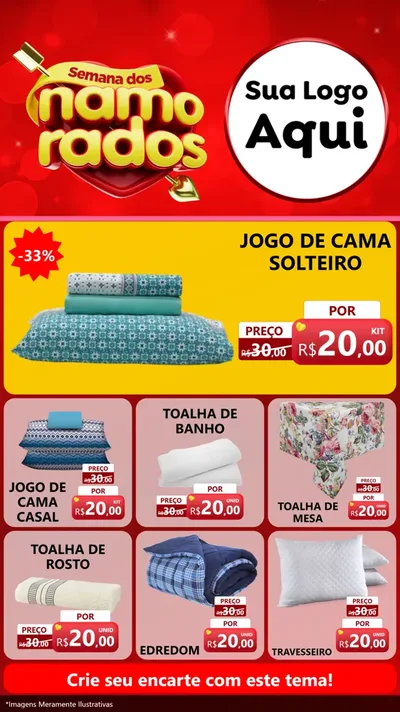 Modelo de Rede Social para Stories com o tema Semana dos namorados para Cama, Mesa e Banho
