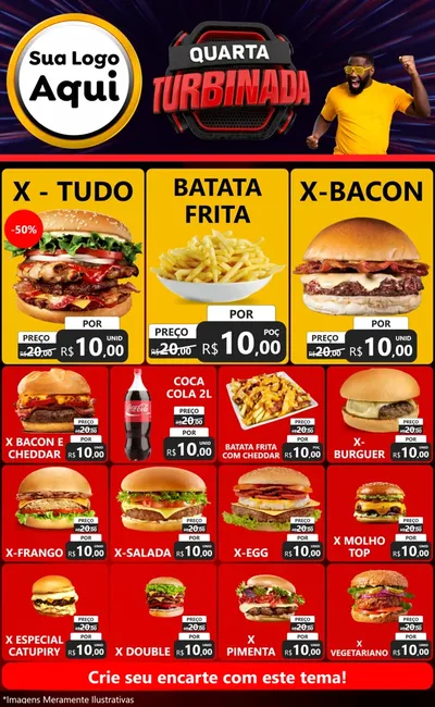 Modelo de Encarte para Encarte Grande com o tema Quarta Turbinada para Hamburgueria