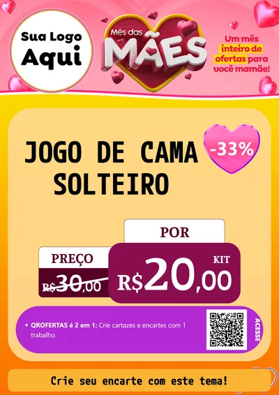 Modelo de Cartaz para Cartaz A4 Vertical com o tema Mês das Mães para Cama, Mesa e Banho