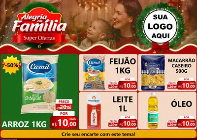 Modelo de Encarte para Encarte A4 Horizontal com o tema Alegria Em Família - Super Ofertas para Supermercado