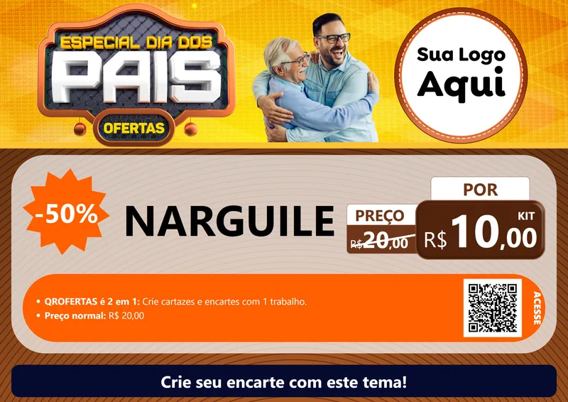 Modelo de Cartaz para Cartaz A4 Horizontal com o tema Especial Dia dos Pais para Tabacaria