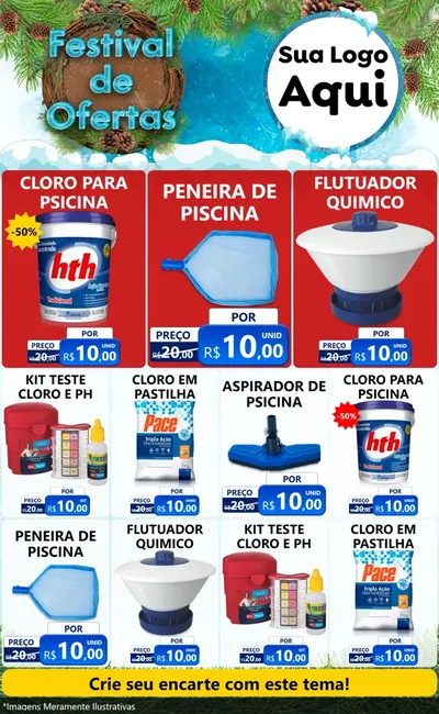 Modelo de Encarte para Encarte Grande com o tema Festival de Ofertas - Inverno para Produtos para Piscina
