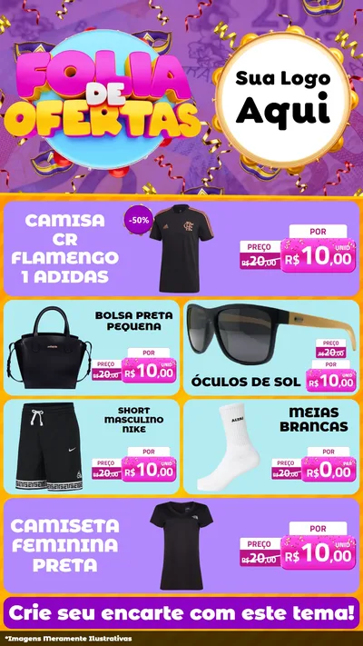 Modelo de TV para TV Vertical com o tema Folia de Ofertas para Roupas e acessórios