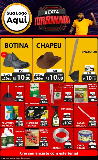 Modelo de Encarte para Encarte Grande com o tema Sexta Turbinada para Agropecuária