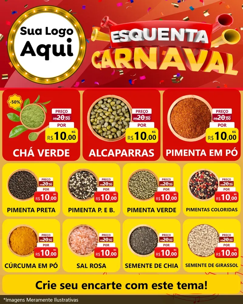 Modelo de Rede Social para Feed Instagram com o tema Esquenta Carnaval para Produtos Naturais