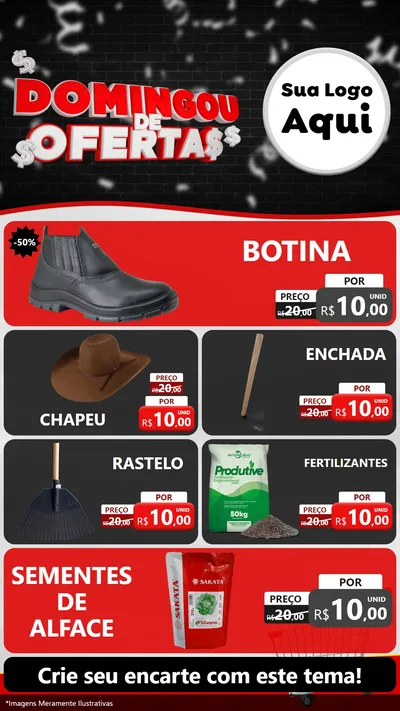 Modelo de TV para TV Vertical com o tema Domingou de Ofertas para Agropecuária