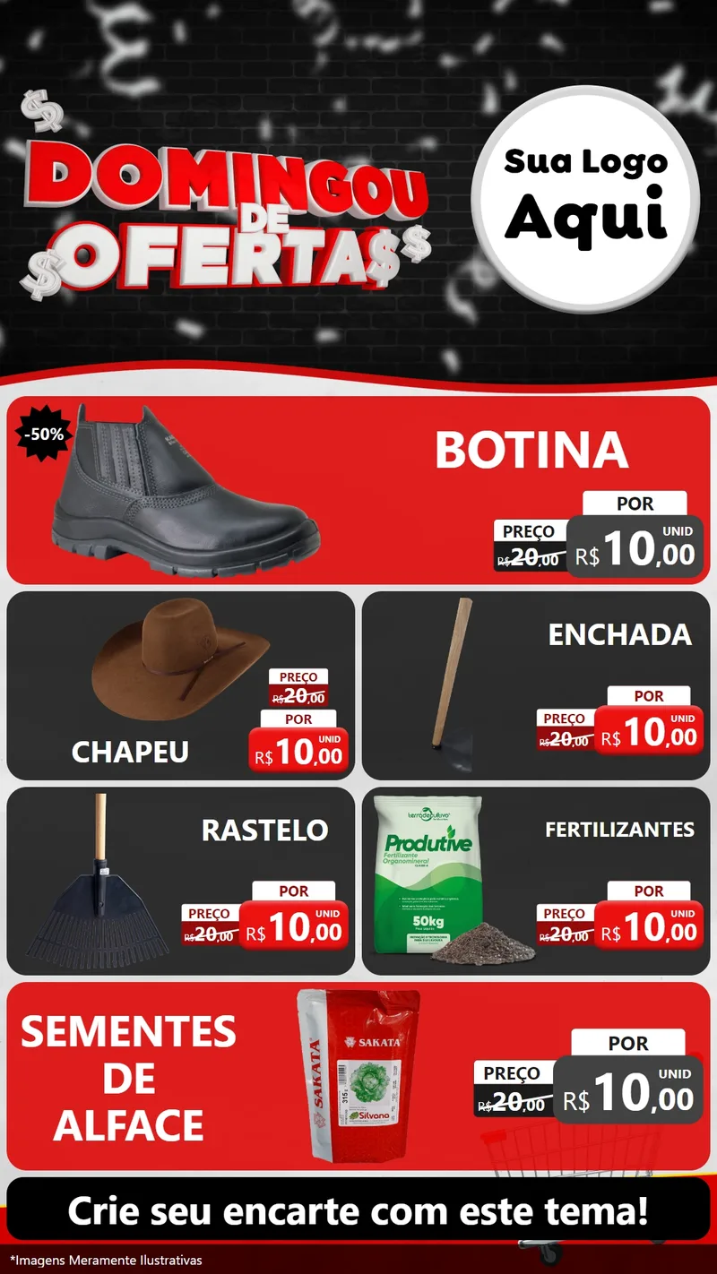 Modelo de TV para TV Vertical com o tema Domingou de Ofertas para Agropecuária
