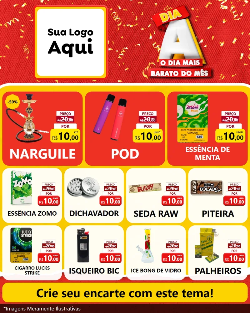 Modelo de Rede Social para Feed Instagram com o tema Dia A o Dia Mais Barato do Mês para Tabacaria