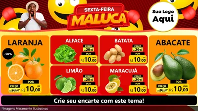Modelo de TV para TV Horizontal com o tema Sexta-feira Maluca para Hortifrúti