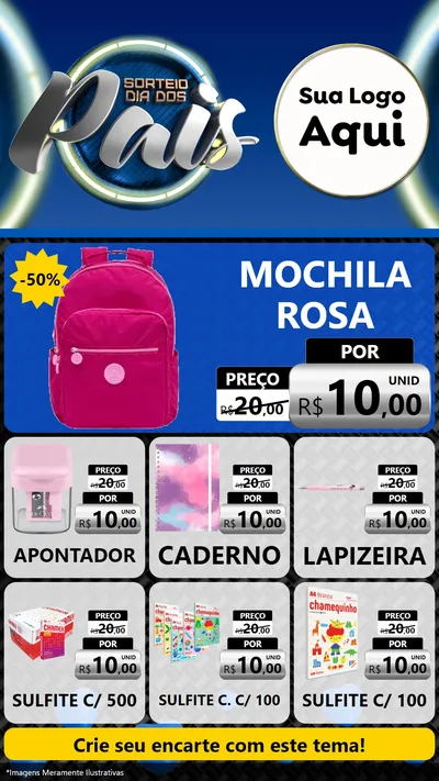 Modelo de Rede Social para Stories com o tema Sorteio Dia Dos Pais para Papelaria