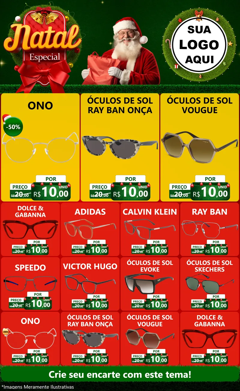 Modelo de Encarte para Encarte Grande com o tema Natal Especial para Óticas