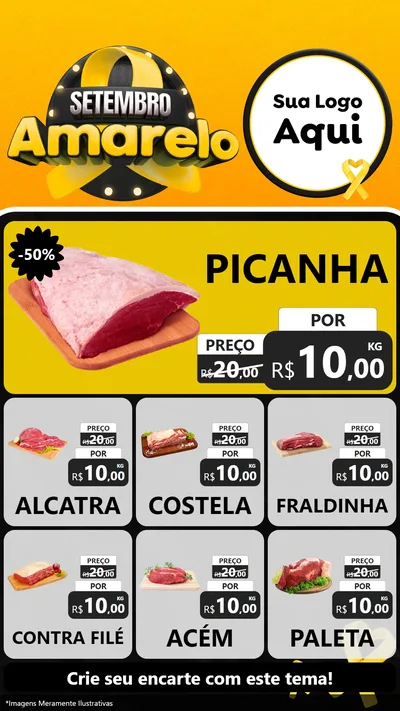 Modelo de Rede Social para Stories com o tema Setembro Amarelo para Açougue