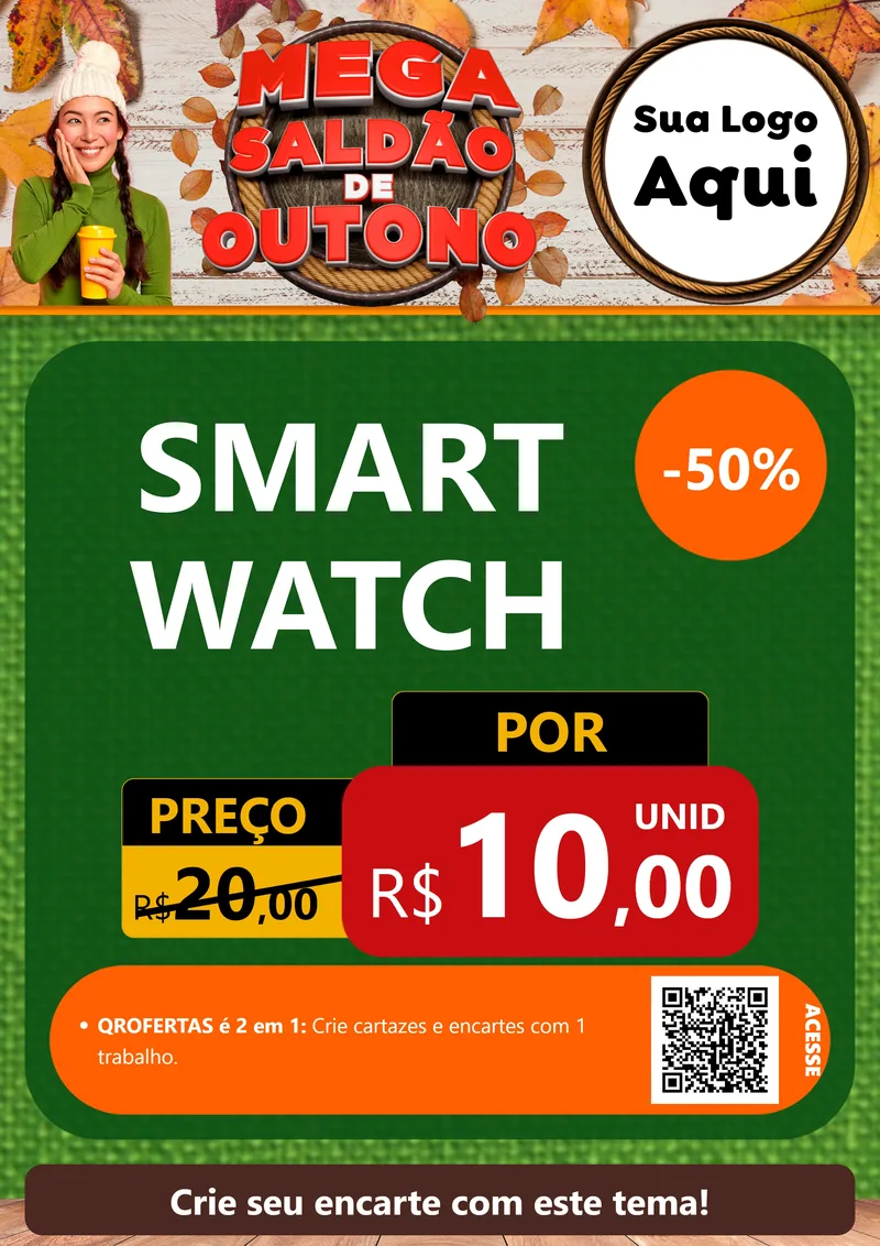 Modelo de Cartaz para Cartaz A4 Vertical com o tema Mega Saldão de Outono para Informática