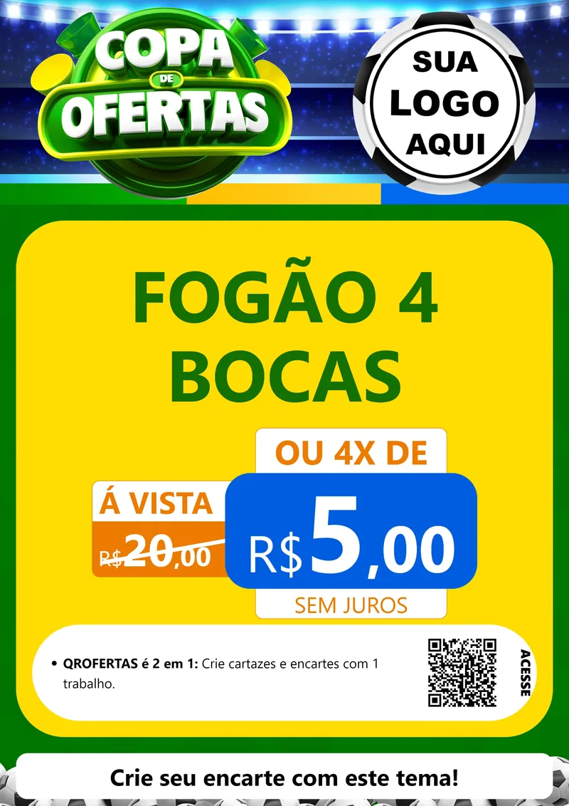 Modelo de Cartaz para Cartaz A4 Vertical com o tema Copa de Ofertas para Móveis e Eletro