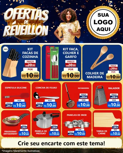 Modelo de Rede Social para Feed Instagram com o tema Ofertas de Réveillon para Utilidades Domésticas