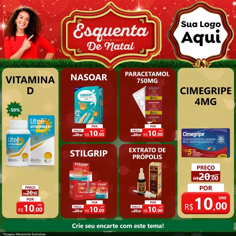 Modelo de Rede Social para Feed Facebook com o tema Esquenta de Natal para Farmácia