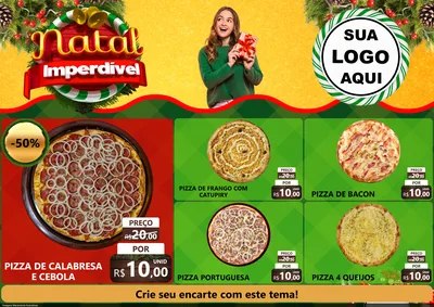 Modelo de Encarte para Encarte A4 Horizontal com o tema Natal Imperdível para Pizzaria